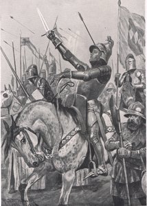 亨利热刺之死，1403年7月21日，“英国陆地与海上战役”的插图，由卡塞尔出版，伦敦，c.1910 作者 理查德·卡顿·伍德维尔