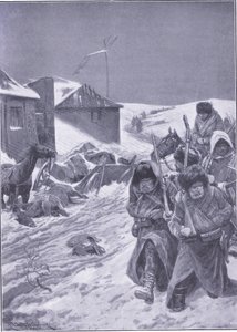 无休止的向东游行：途中熟悉的景象，插图来自日本战争的第1卷，c.1900Cassells历史 作者 理查德·卡顿·伍德维尔