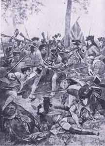 拉米勒斯战役，1706年5月23日：爱尔兰军团的袭击，英国陆地和海上战役的插图，1915年 作者 Richard Caton Woodville junior
