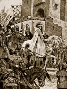 贝克特在1158年的法国游行，“哈钦森的英国民族故事”中的插图，c.1923 作者 理查德·卡顿·伍德维尔初级