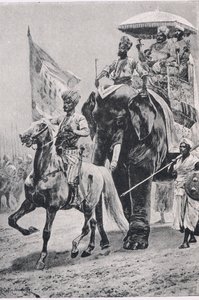1757年6月23日在Plessey的Suraj-ud-Daula，1915年英国陆地和海上战役的插图