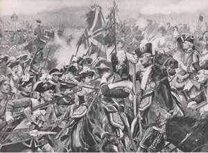 明登战役，1759年8月1日，1915年英国陆地和海上战役的插图 作者 理查德·卡顿·伍德维尔初级
