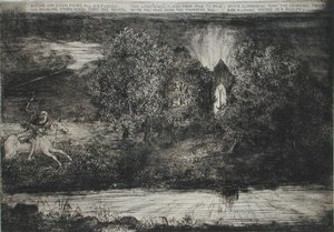 罗伯特-伯恩斯（1759-96）的《谭奥山特》场景（蚀刻版）。 作者 理查德·科克·卢卡斯