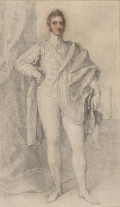 马尔堡公爵五世乔治的画像，远处是布伦海姆，1817-21年。 作者 理查德·科斯威