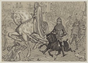黑人王子爱德华与他的囚犯法国国王约翰进入伦敦（aquatint）