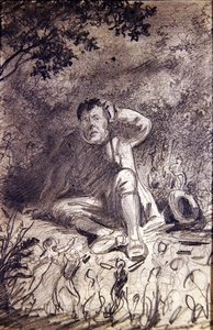 保德恩和仙女的狂欢（纸上铅笔画） 作者 理查德·道尔