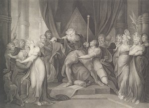 李尔王赶走他的女儿科迪莉亚 莎士比亚，K...，1792年首次出版，1852年再版。