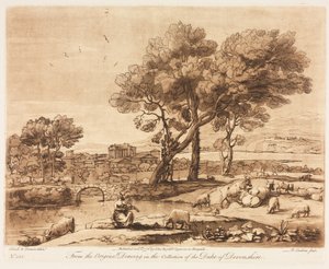 Liber Veritatis：第135号风景，有建筑物，水星偷了Admetuss牛...，1776年。