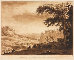 Liber Veritatis：第7号，《带牛的山区乡村的岛景》，1774年。