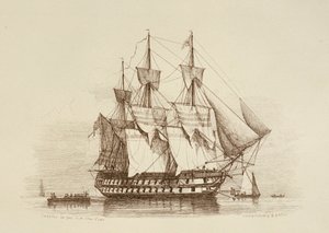 卡诺普斯 80 炮一等二等，约 1849 年（蚀刻版画）