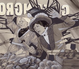 女权运动者打破窗户（水粉画纸）