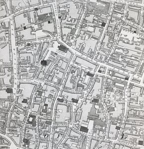 伦敦Guildhall周围的街道地图，c.1795（打印）