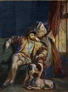 弗朗西斯一世和纳瓦拉的玛格丽特--法国国王弗朗索瓦一世与他的妹妹安古尔马的玛格丽特（1492-1549）纳瓦拉女王--理查德-帕克斯-博宁顿（1802-1828）的雕刻作品--。 作者 理查德·帕克斯（后）波宁顿