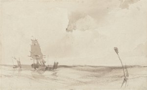 海景（棕褐色纸上水洗） 作者 理查德·帕克斯·博宁顿