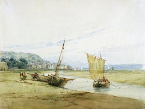 在Honfleur附近，1822年（纸上石墨） 作者 理查德·帕克斯·博宁顿