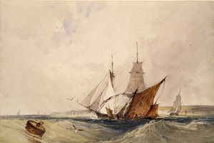 肯特海岸的航运，约1820年代 作者 理查德·帕克斯·博宁顿