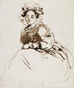 坐着的女人的研究，约1820年代 作者 理查德·帕克斯·博宁顿