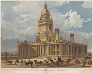 利兹新城市政厅由女王陛下开设（chromolitho）