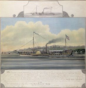 Hudson River Steamboat&39;Clermont&39;，1858年（纸上装纸） 作者 理查德·瓦里克·德威特