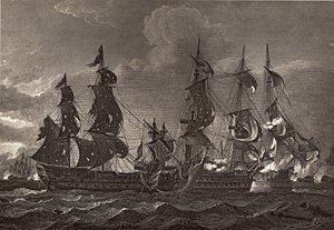 登上圣尼古拉斯和圣约瑟夫的HMS船长，罗伯特·绍西（1774-1843）的“纳尔逊的生活”插图首次出版于1813年 作者 理查德·韦斯特尔