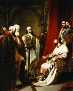 亨利三世（Henry III）答复坎特伯雷大主教和索尔兹伯里，温彻斯特和卡莱尔的主教，他们要求对国家进行改革， 作者 理查德·韦斯特尔
