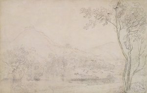 卡斯特迪纳斯布兰，威尔士（纸上石墨和黑色粉笔） 作者 理查德·威尔逊