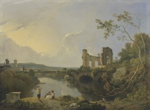意大利风景（早晨），c.1760-65（布面油画） 作者 理查德·威尔逊