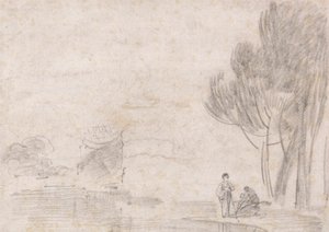 密涅瓦神庙被毁？河岸上有两个人影 作者 理查德·威尔逊