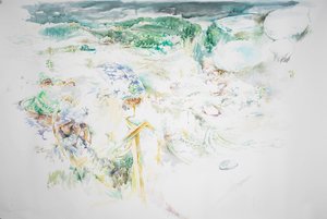 垃圾填埋场，菲利浦斯维尔附近的森林某处，2023 年（水彩画） 作者 罗布·D·戴维斯