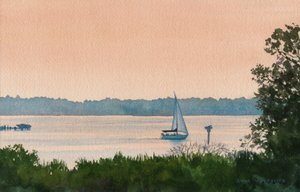 启航回家》，2008 年（纸上水彩画）