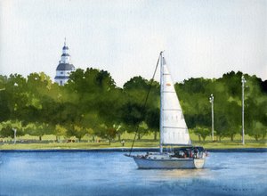 塞文河上的航行，2007 年（纸上水彩画）