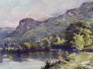 教堂游泳池，Bettws-y-Coed（彩色平印）。 作者 罗伯特（后）福勒