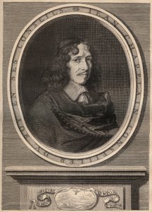 法国诗人Jean Chapelain（1595-1674）的肖像--版画--Jean Chapelain（1595-1674）法国诗人和文学评论家--Nanteuuil的版画和Peulot的坟墓。 作者 罗伯特（后）南特伊