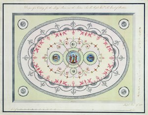 1772年Headfort House女士厅的天花板设计（wc，纸上的墨水笔和墨水） 作者 罗伯特·亚当