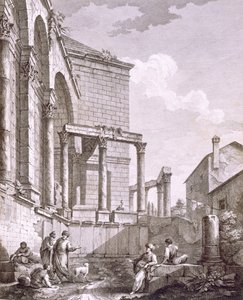 朱庇特神庙的侧视图，出版。1764. 作者 罗伯特·亚当