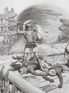 亚历山大大帝的壮举，公元前 326 年（石版画） 作者 罗伯特·安布罗斯·杜德利
