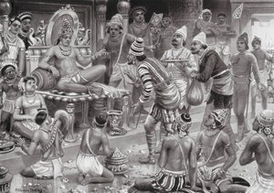 Chalukhya 王普利克辛二世接见波斯使节（石版画） 作者 罗伯特·安布罗斯·杜德利