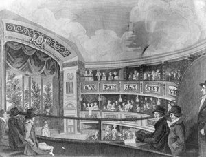 1816年亨利理查德库克雕刻的德鲁里巷附近的奥林匹克剧院内部