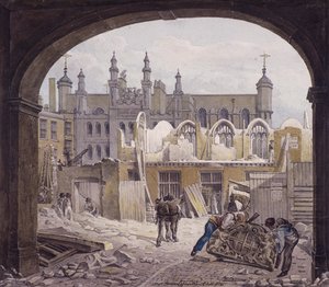 拆除市政厅教堂，伦敦，1820年