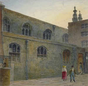 市政厅教堂的北侧，显示了伦敦市割喉胡同的入口，1820年 作者 罗伯特·布雷默尔·施内伯贝利