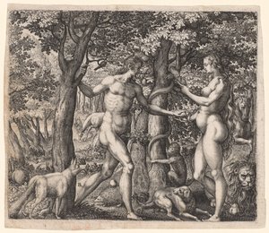 亚当和夏娃，1500年代后期。 作者 罗伯特·博萨德