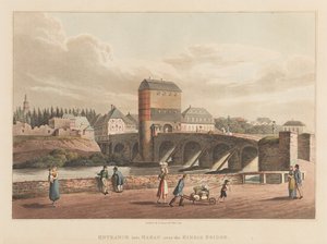 1814年通过金齐格大桥进入哈瑙（aquatint） 作者 罗伯特·鲍耶