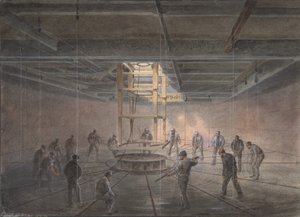 大东方号上的一个水箱的内部：缆绳传出，1865-66。