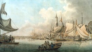 高水位的比林斯盖特》，1792年。                                        作者 罗伯特·克利夫利