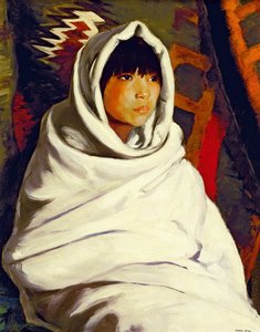 1917年印第安女孩毯子白色 作者 罗伯特·科扎德·亨利