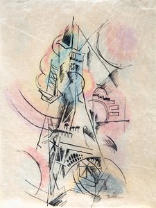 La Tour Eiffel的研究，约1911年。 作者 罗伯特·德劳内