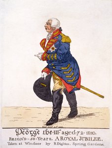 英国的乔治三世于1810年创作五十周年纪念日，由R Dighton在温莎酒吧制作自己的画作。 1810年10月25日（彩色石版画） 作者 罗伯特·邓顿
