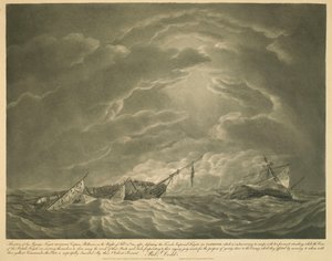 1814 年 2 月 25 日晚，英国皇家 "EUROTAS "号护卫舰舰长菲利摩尔在击败法国帝国 "LA CLORINDE "号护卫舰后的情况。 作者 罗伯特·多德