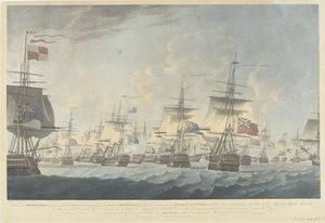 Slag bij Kamperduin (1797): aanval door de Britse vloot
1797 年 10 月 11 日正午英国舰队攻击荷兰舰队的景象（......）（标题见实物） 作者 罗伯特·多德