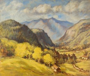 山谷风景（船上油画）
